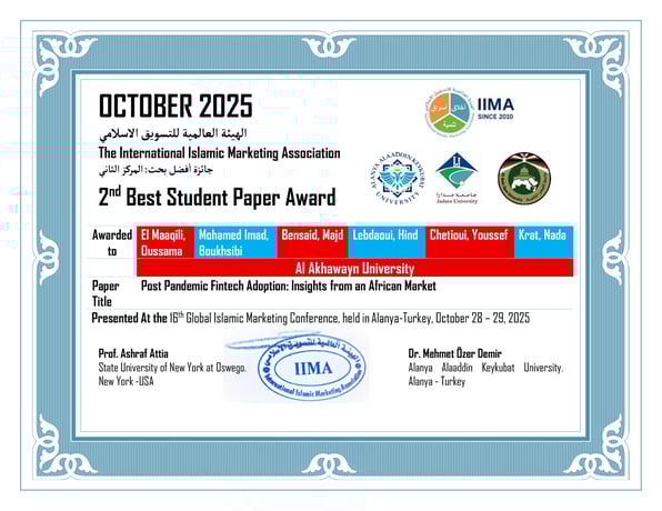 Read full post: AUI undergraduates earning the Second Best Student Research Paper Award at the 16th Global Islamic Marketing Conference (GIMAC 2025)