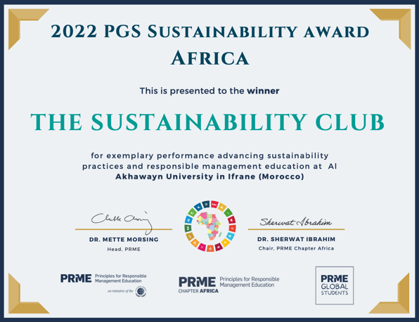 Featured image: AUI’s Sustainability Club Won the 2022 PRME Global Students’ Sustainability Awards - Read full post: AUI’s Sustainability Club Won the 2022 PRME Global Students’ Sustainability Awards