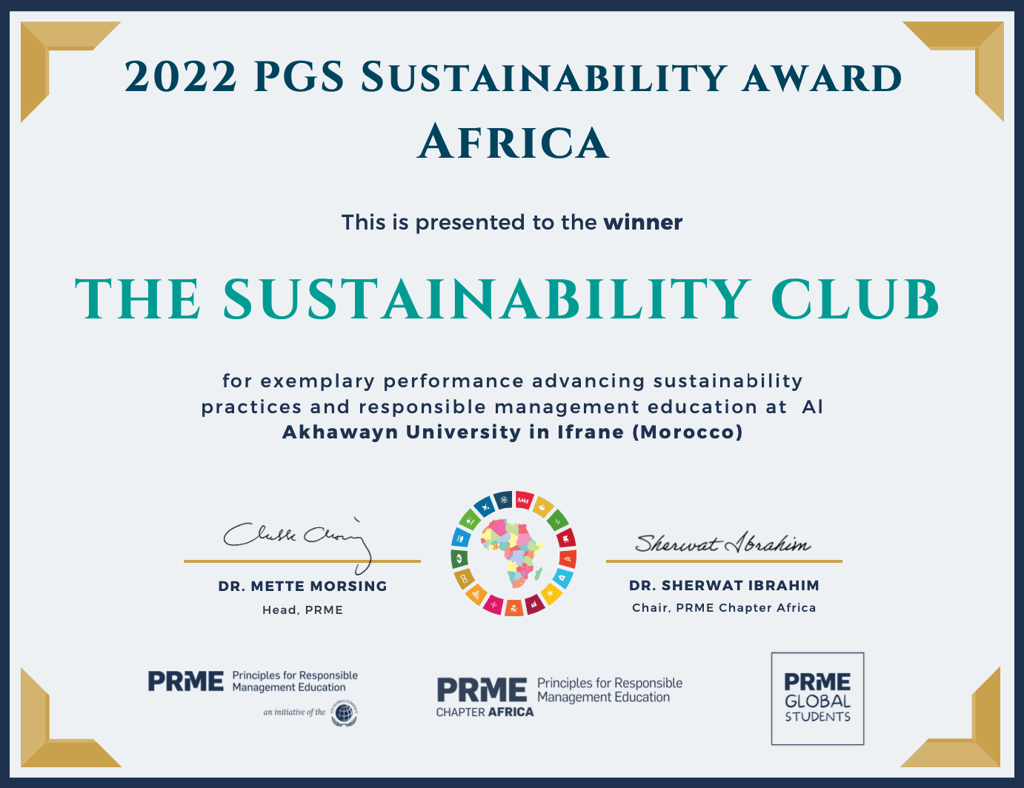 AUI’s Sustainability Club Won the 2022 PRME Global Students’ Sustainability Awards