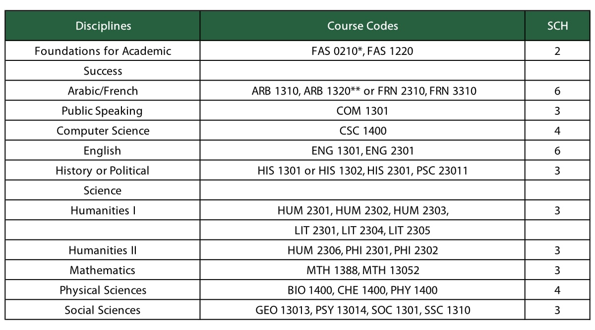 School of Humanities and Social Sciences Core Curriculum