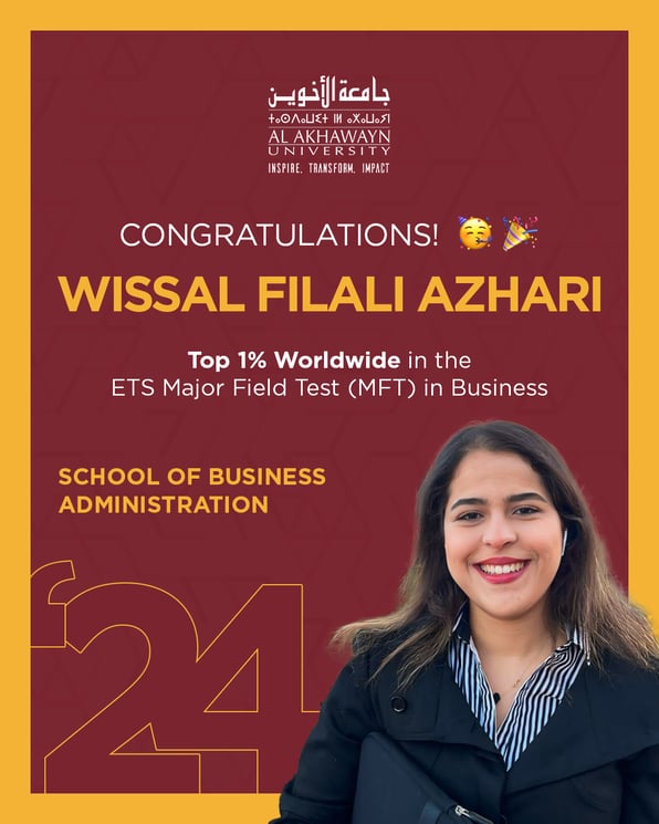 Read full post: ETS Major Field Test (MFT) : Wissal Filali Azhari, a remarkable SBA student has achieved a score in the top 1% worldwide
