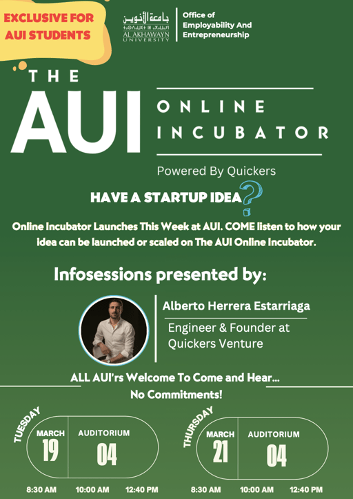The AUI Online Incubator powered by our European partner Quickers